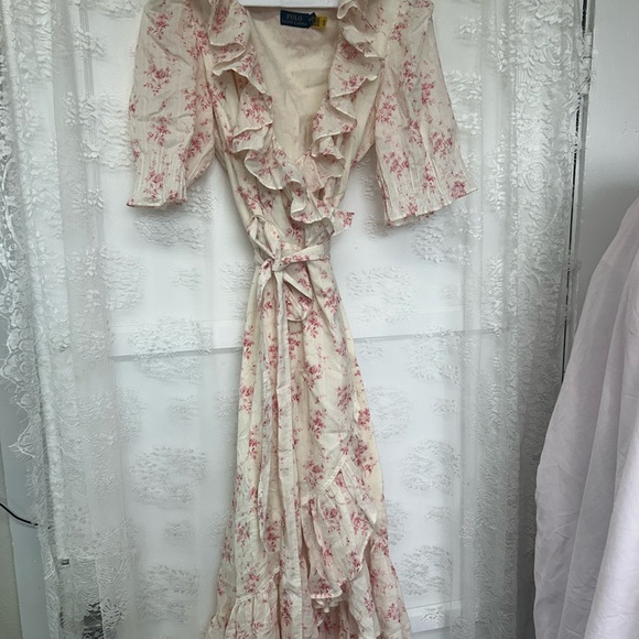 Floral Wrap Skirt - Cream and Pink - Picture 2 of 6